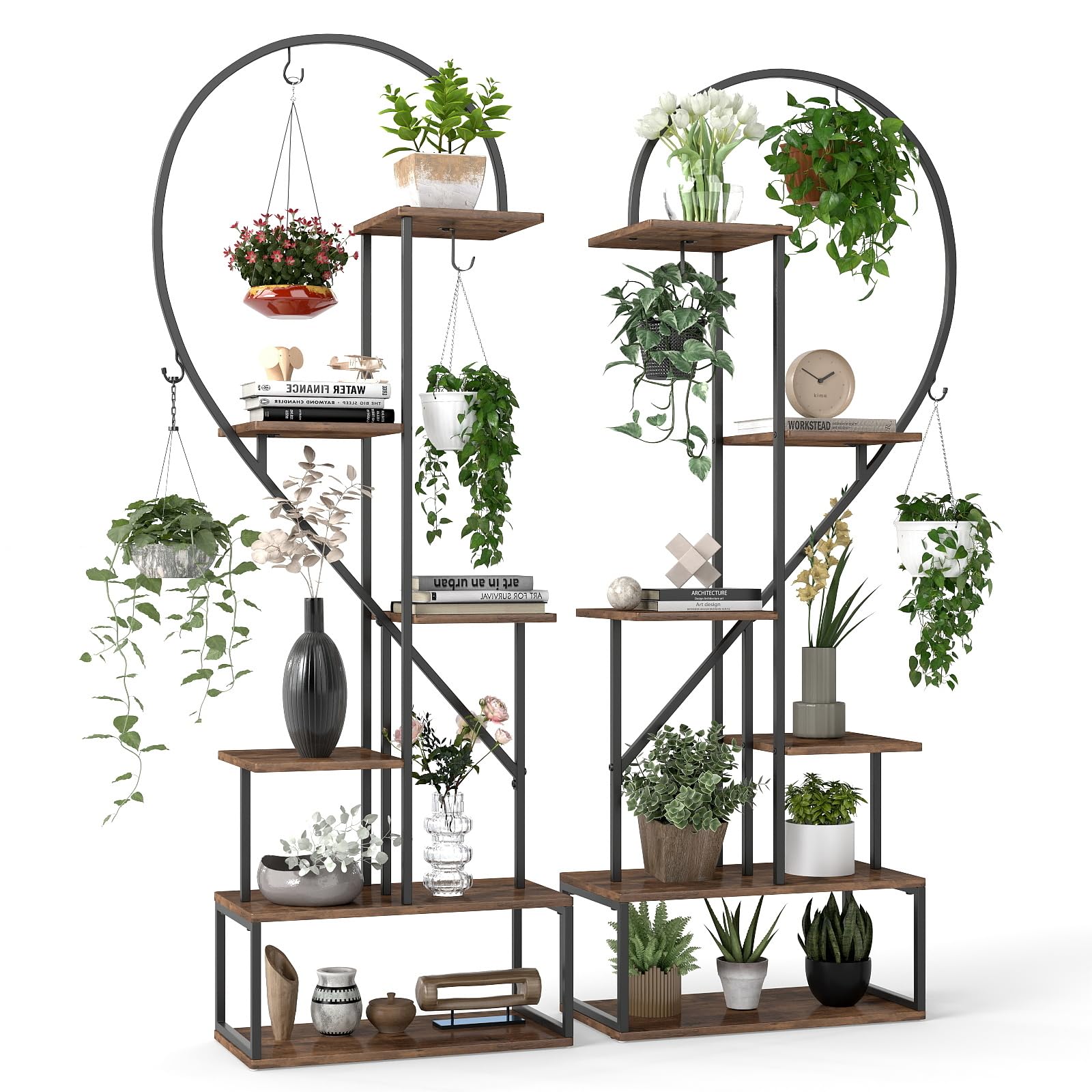 6-Tier Heart-Shaped Metal Plant Stand Set
