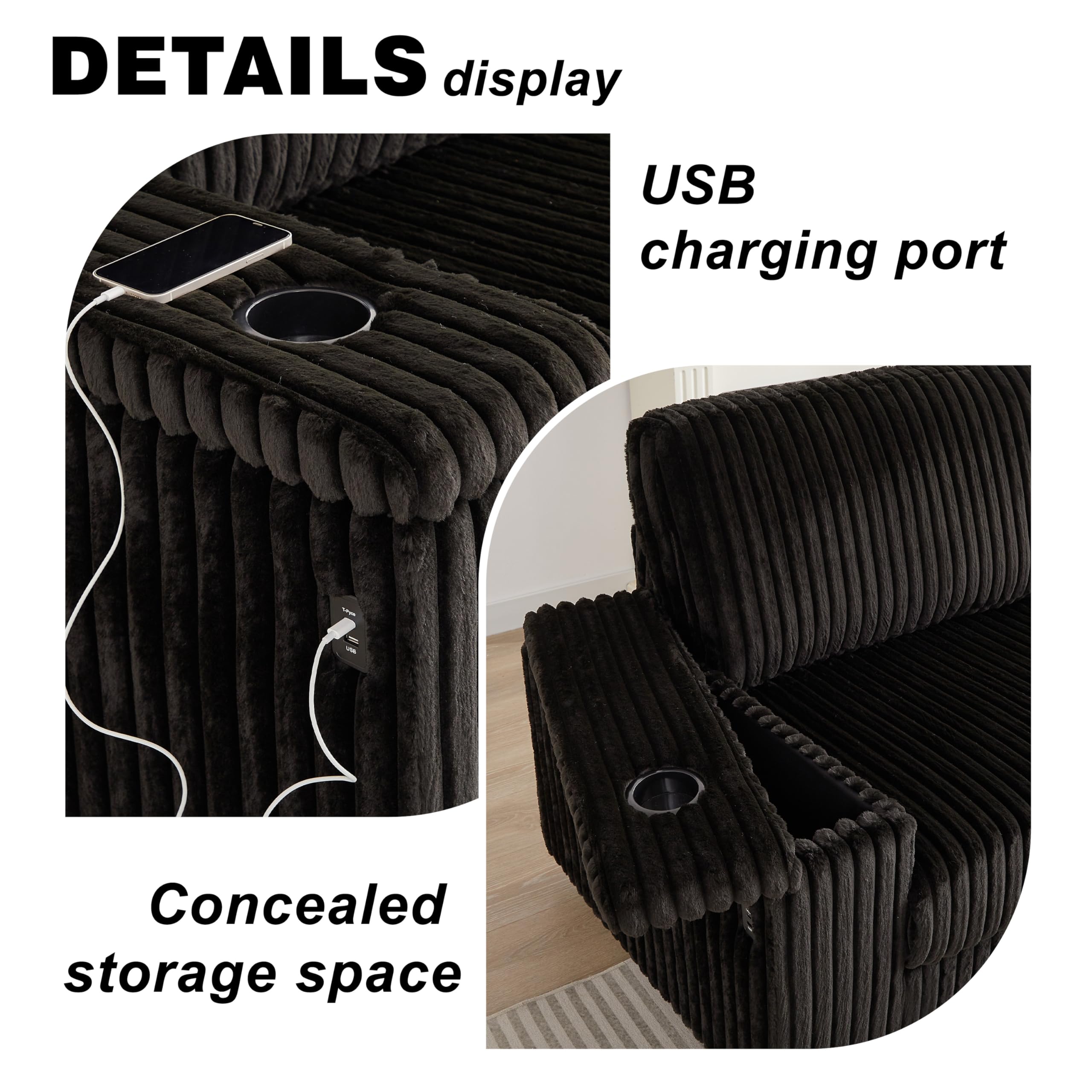 Modular Sectional Sofa with Storage and USB Ports