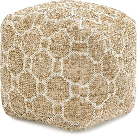 Handmade Pouf Ottoman Footrest - 20" x 20" x 20" Red