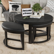 Round Coffee Table with Stools Underneath