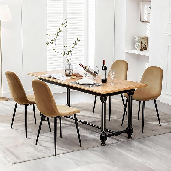 Velvet Dining Chairs Set of 4 with Padded Seat and Metal Legs