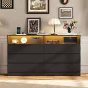 6 Drawer Dresser with Power Outlet and LED Lights