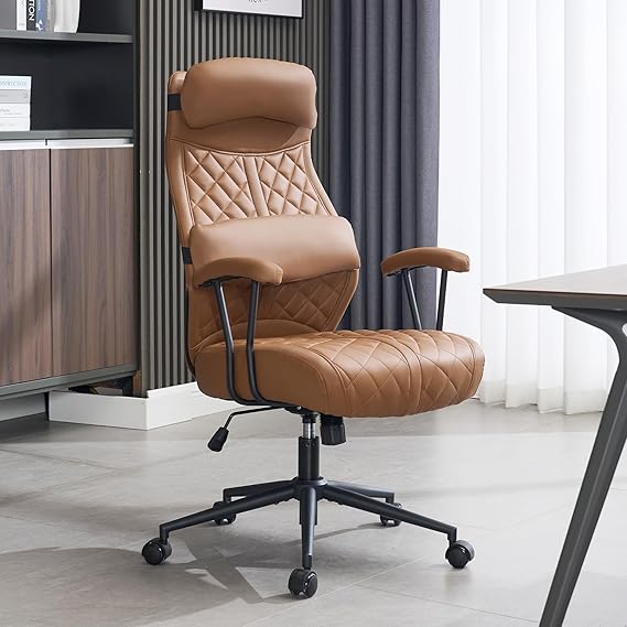 Modern Leather High Back Executive Office Chair with Removable Pillow