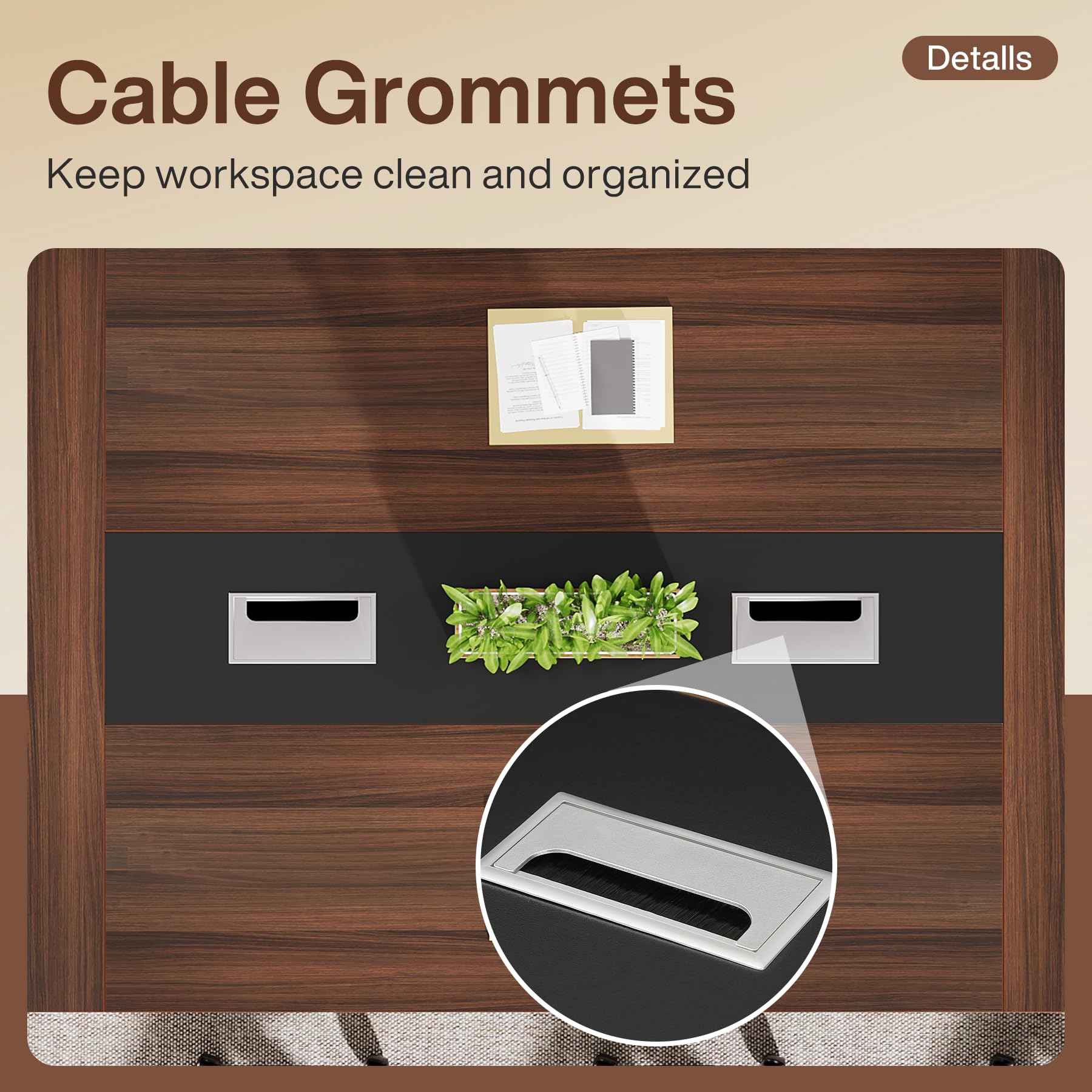 8ft Conference Table with Cable Management