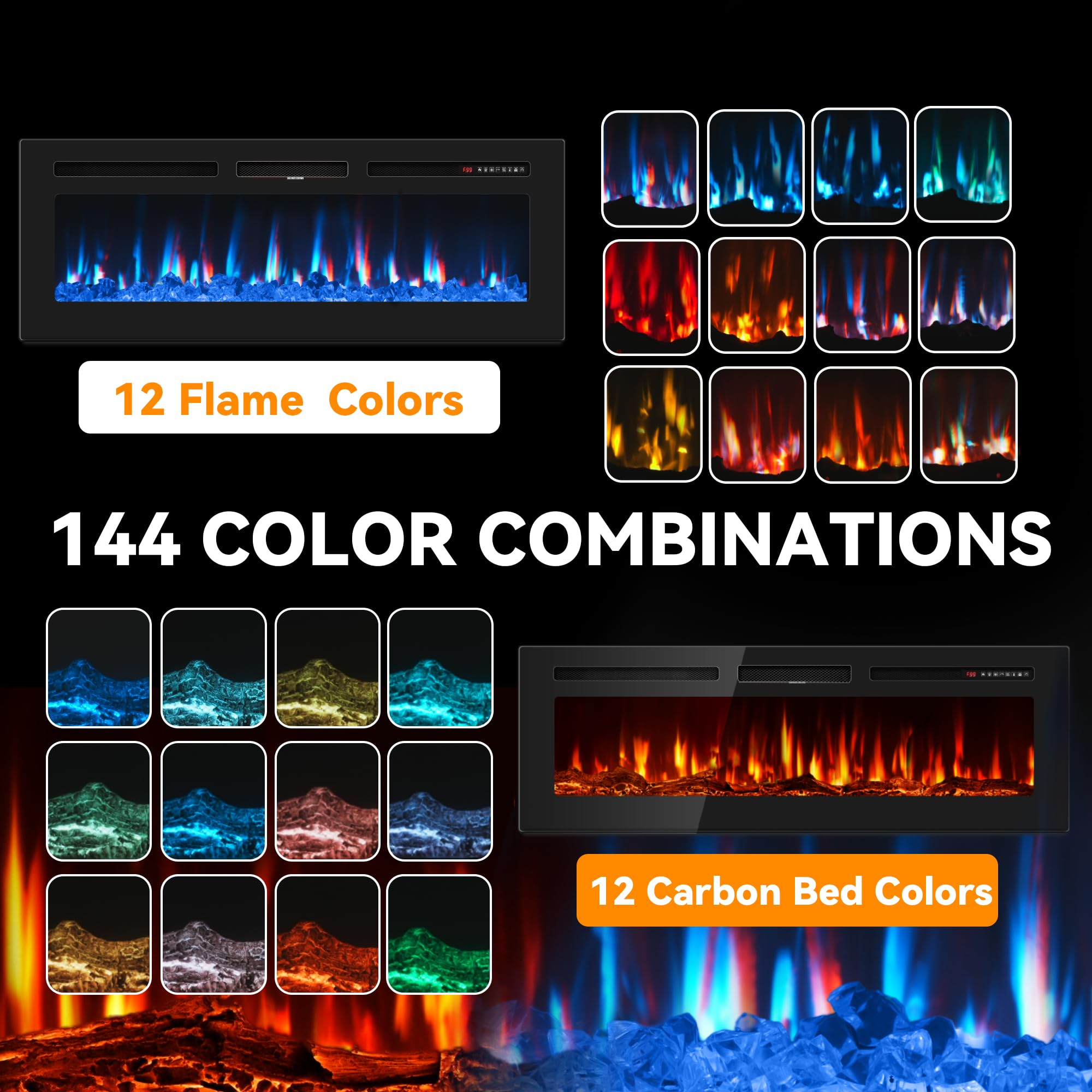 50 Inch Wall-Mounted Electric Fireplace