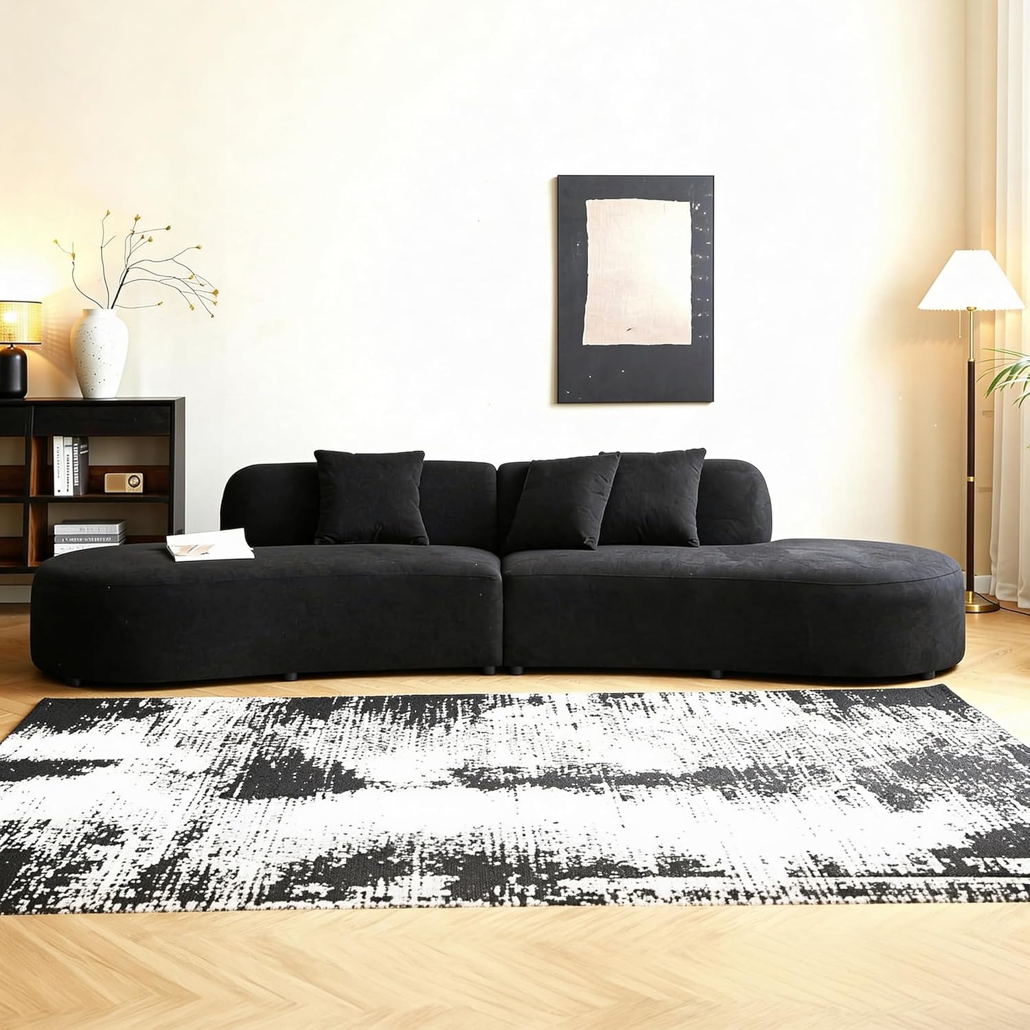 132" Curved Velvet Sofa 6 Seater