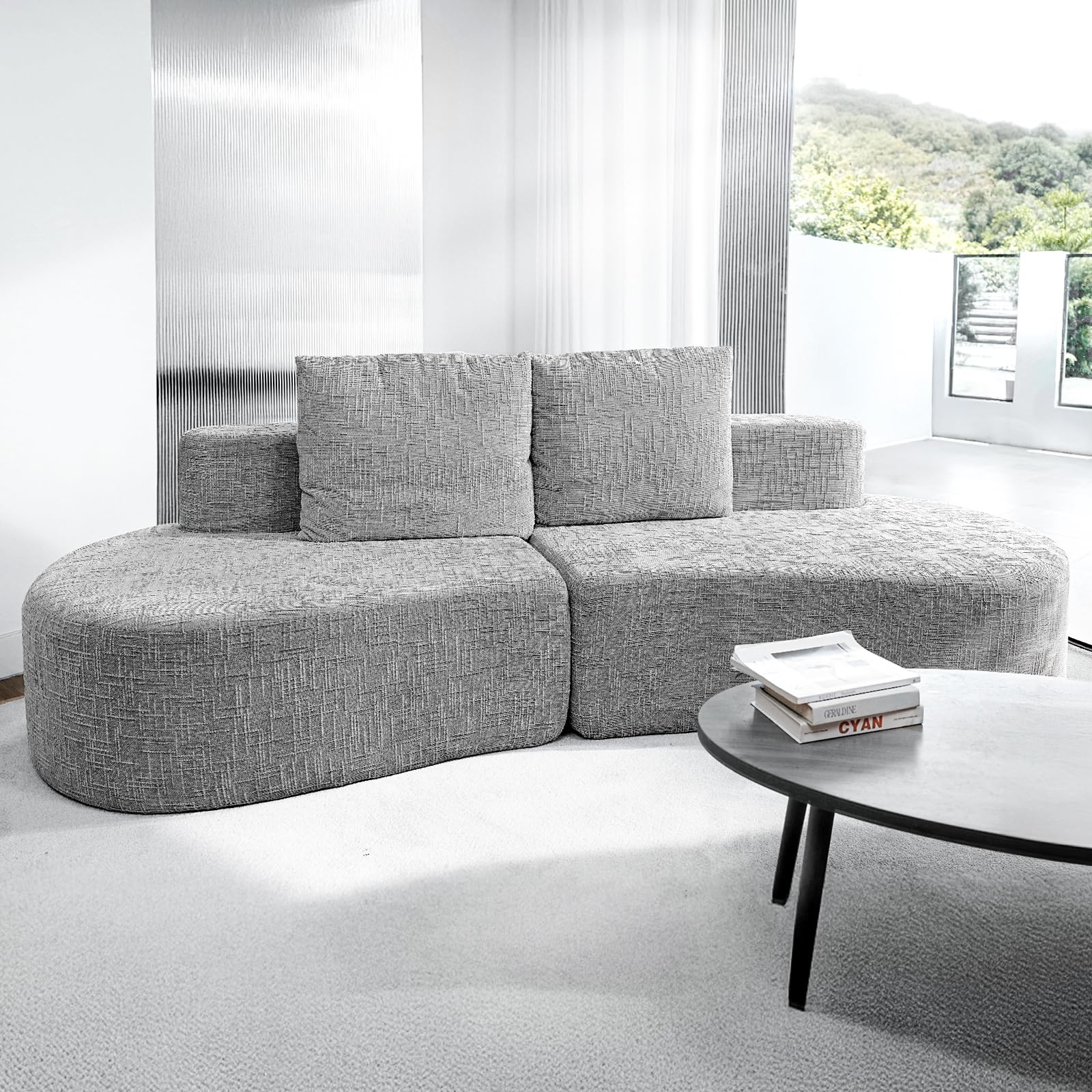 98" Curved Sofa Bed with Half Moon Design