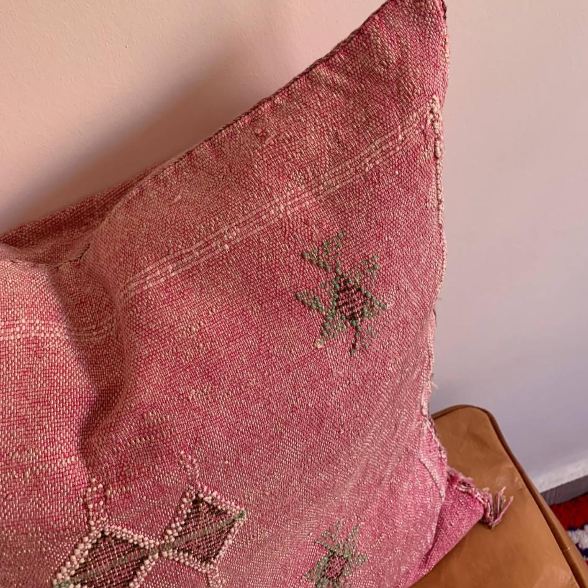 Moroccan Cactus Silk Pillow Cover 20x20 Pink