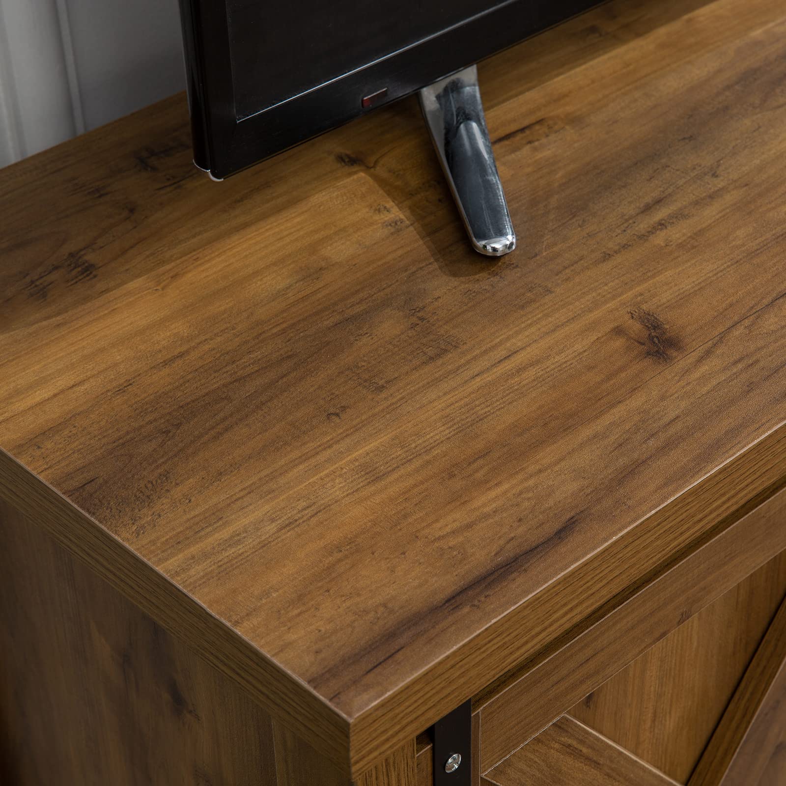 Modern Farmhouse TV Stand with Sliding Barn Doors for TVs up to 65 Inches