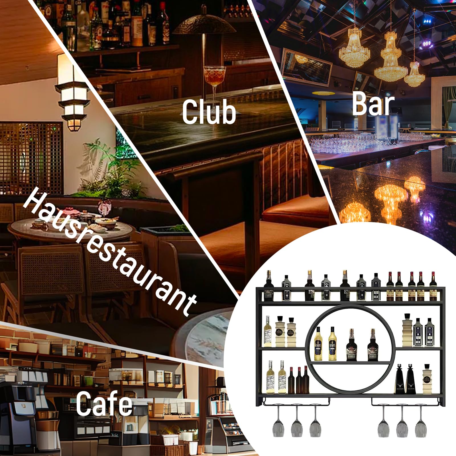 Wall Mounted Wine Rack with LED Light