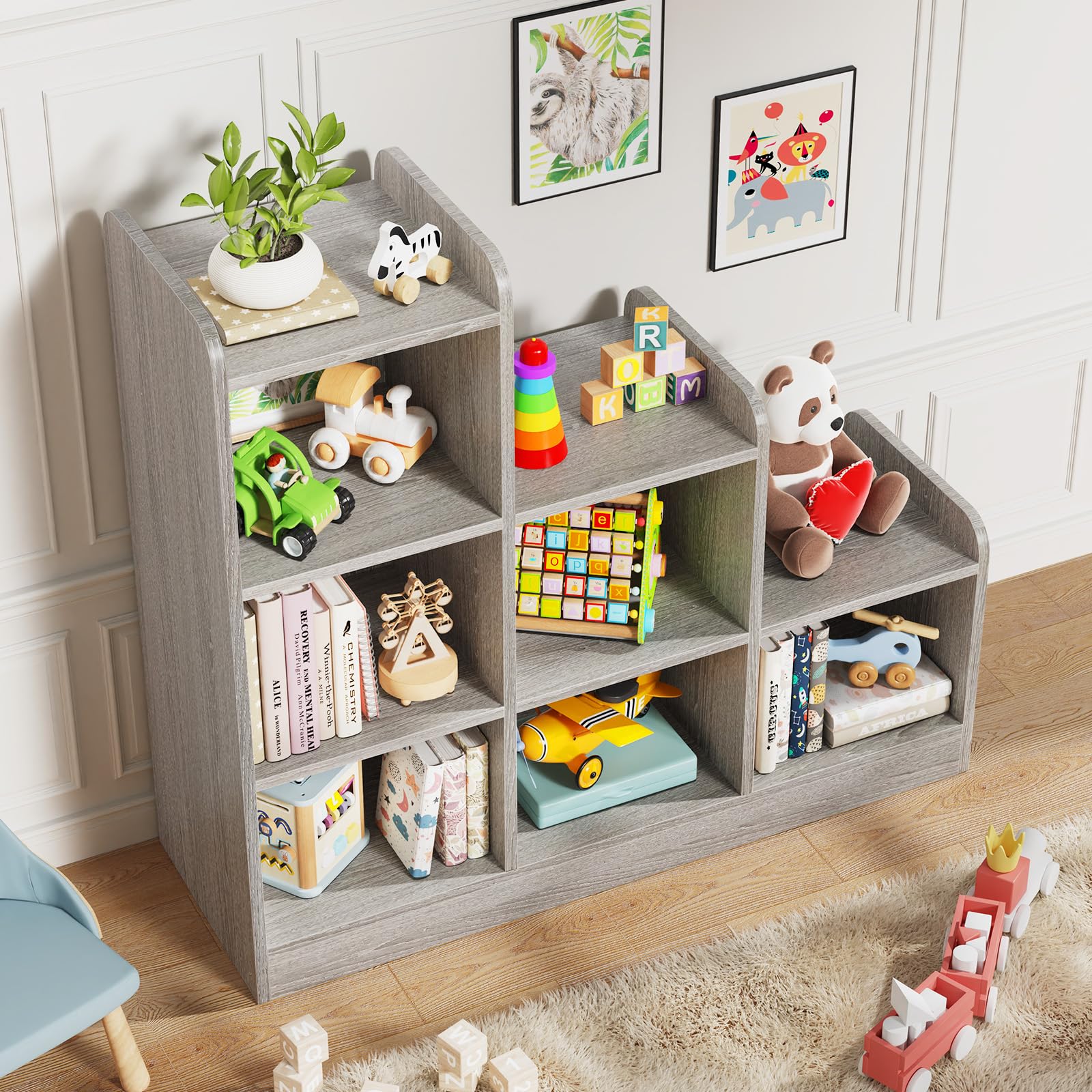6-Cube Montessori Bookshelf & Toy Storage Organizer