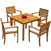 5 Piece Acacia Wood Outdoor Dining Set