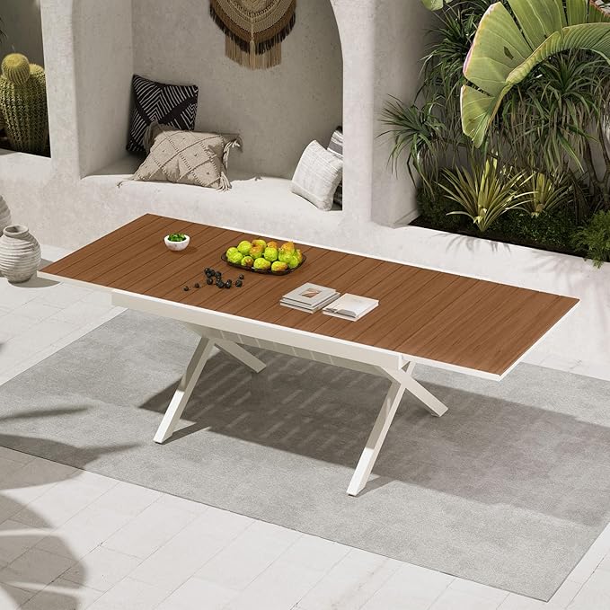 Extendable Outdoor Dining Table 63-94.5 Inch Black