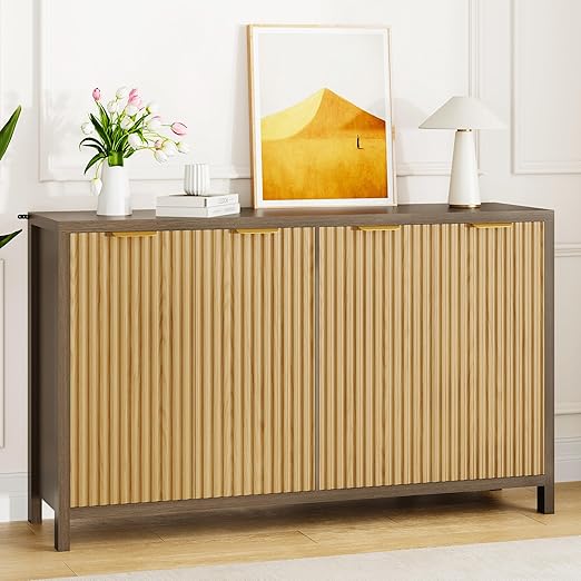 Fluted Buffet Cabinet with Storage 55" Sideboard with 4 Doors