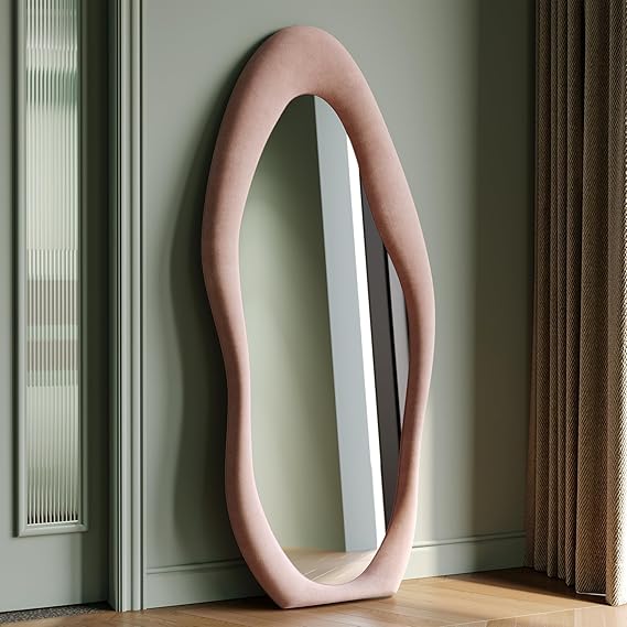 Full Length Mirror 63x24 Flannel Wrapped Wooden Frame