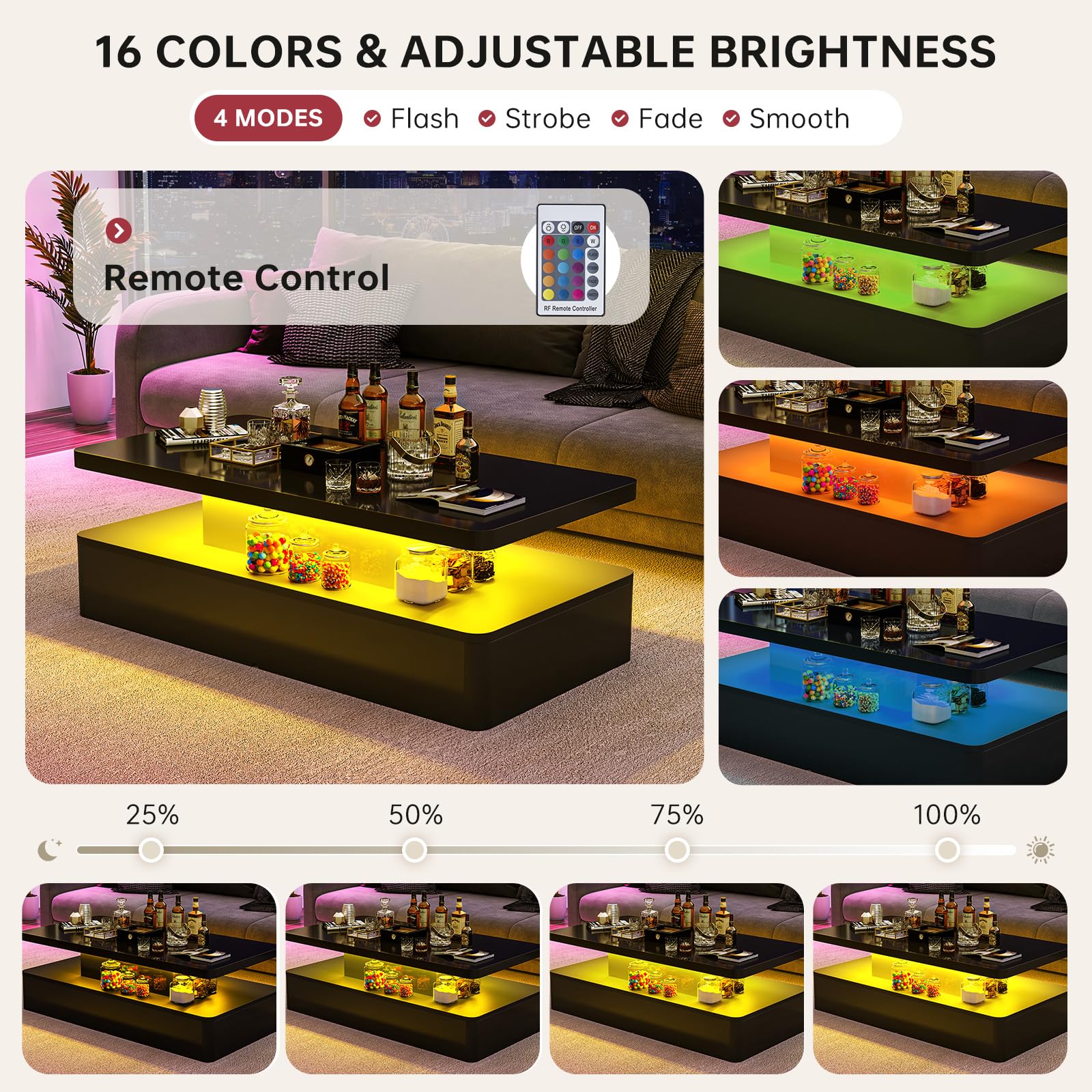 LED Coffee Table with Storage