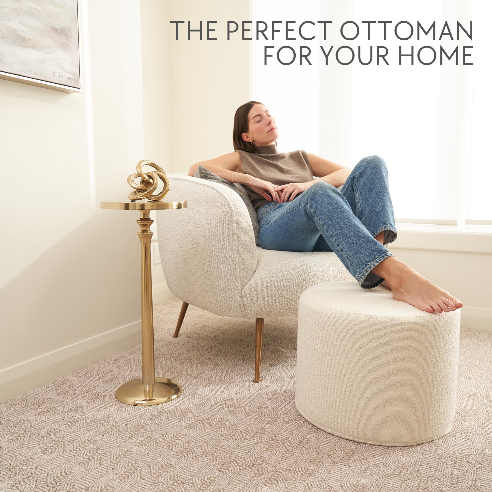 Boucle Pouf Ottoman Footrest