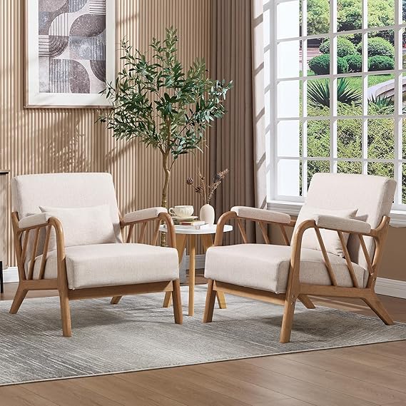 Mid-Century Modern Accent Chair with Lumbar Pillow