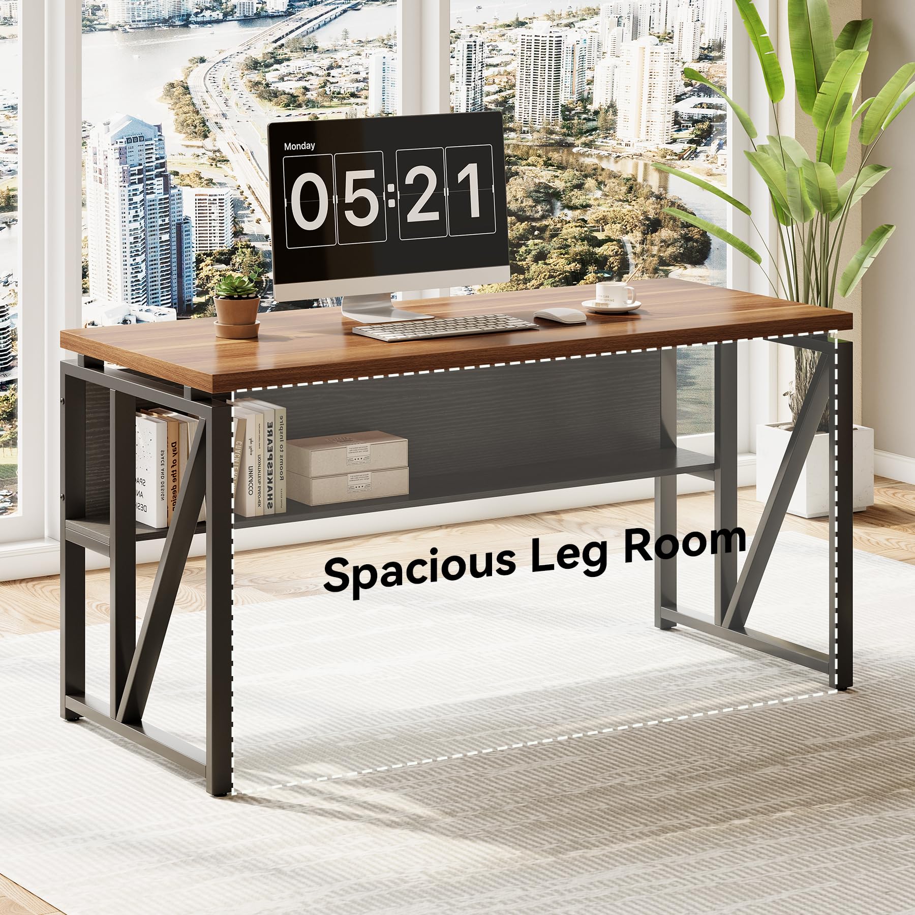 55" Executive L-Shaped Computer Desk with Lateral File Cabinet