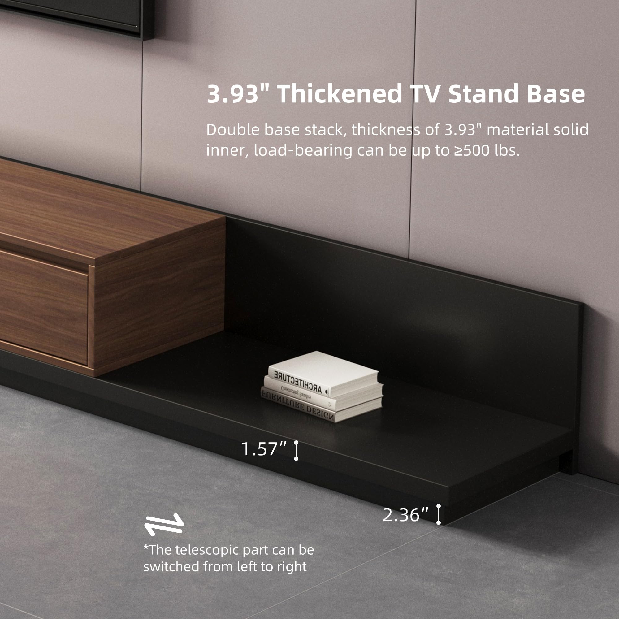 Mid-Century Modern Expandable TV Stand with 3 Drawers