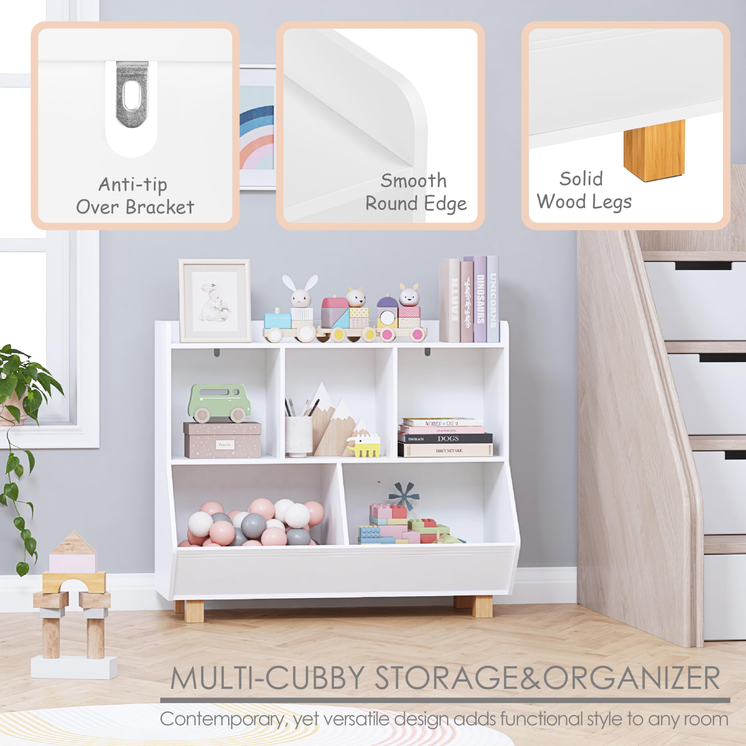 5-Cube Toy Storage Organizer with Legs