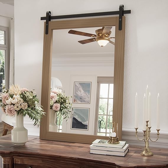 Black Farmhouse Wall Mirror 40x26 Inch