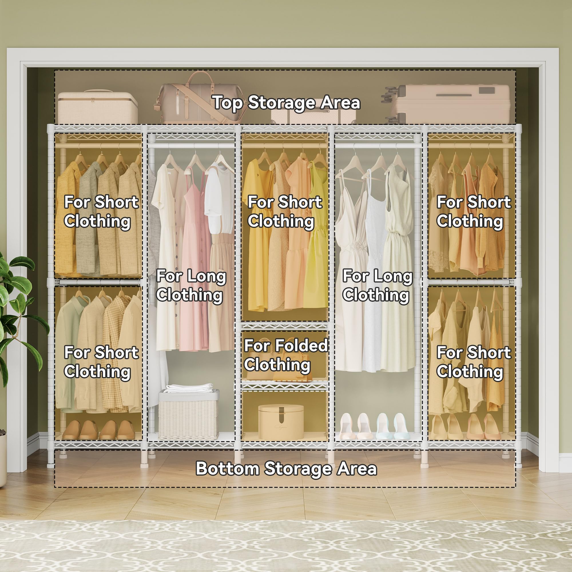 Extra Large Heavy Duty Clothes Rack with Adjustable Shelves