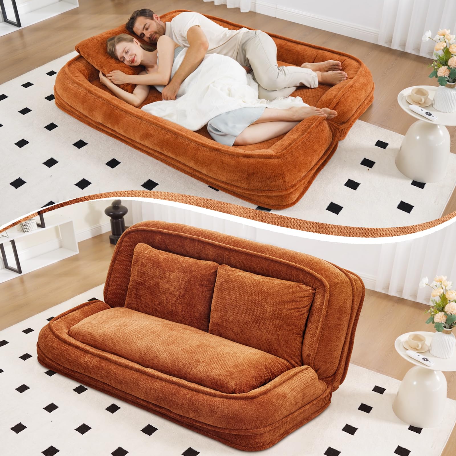Convertible Floor Sofa Bed with Adjustable Backrest