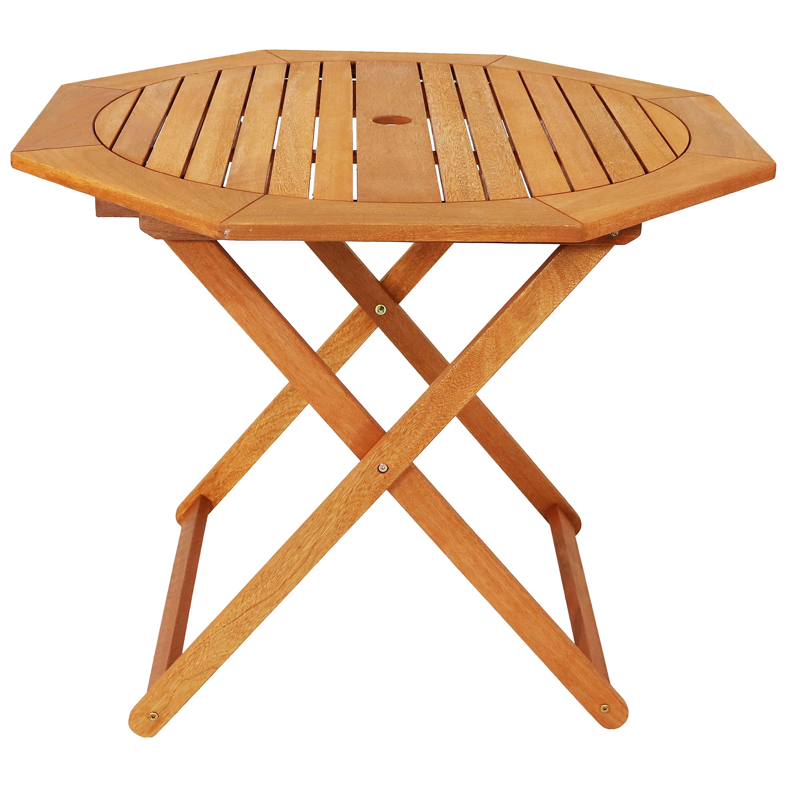 Folding Meranti Wood Outdoor Dining Table with Umbrella Hole