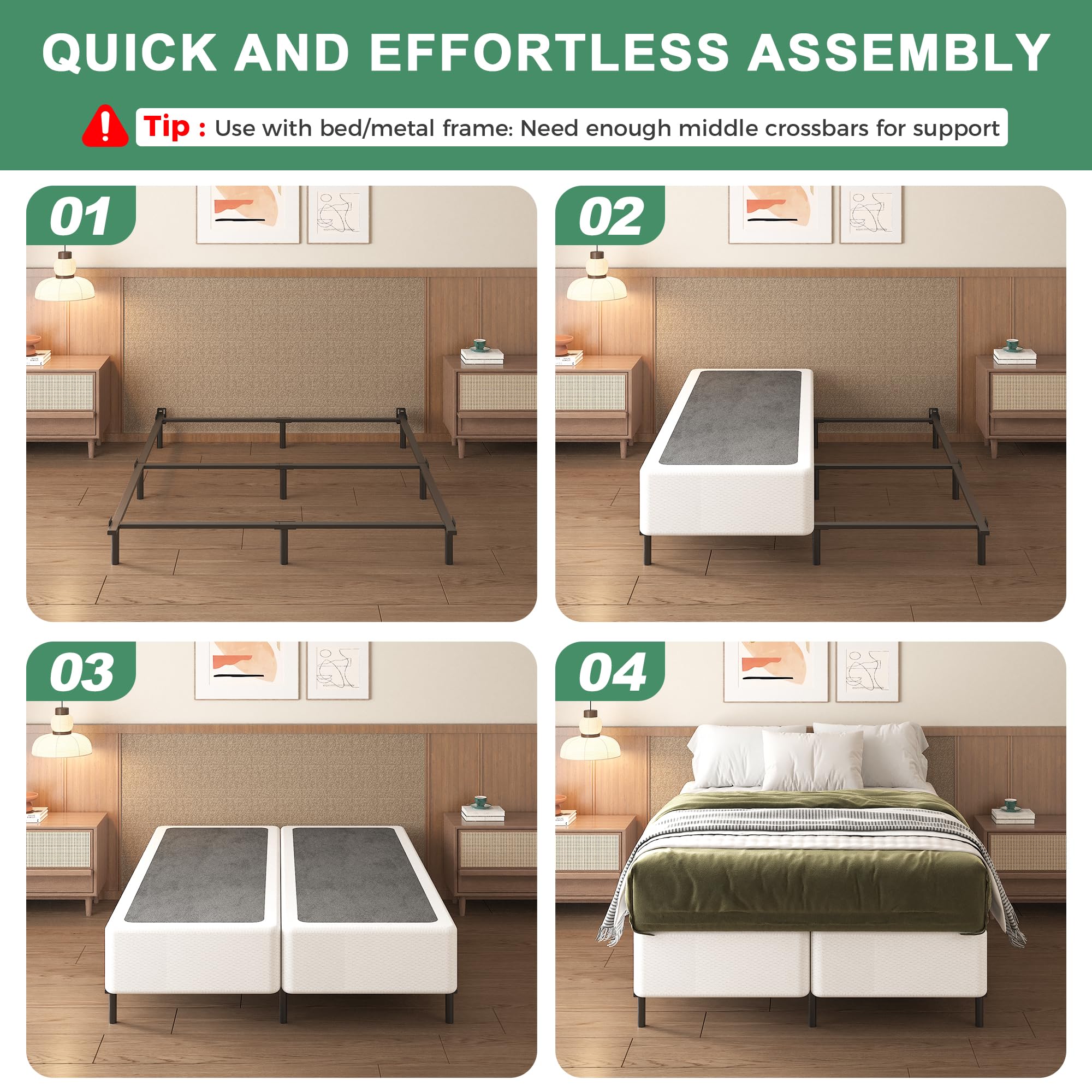 Split Queen Box Spring 9 Inch Heavy Duty Metal