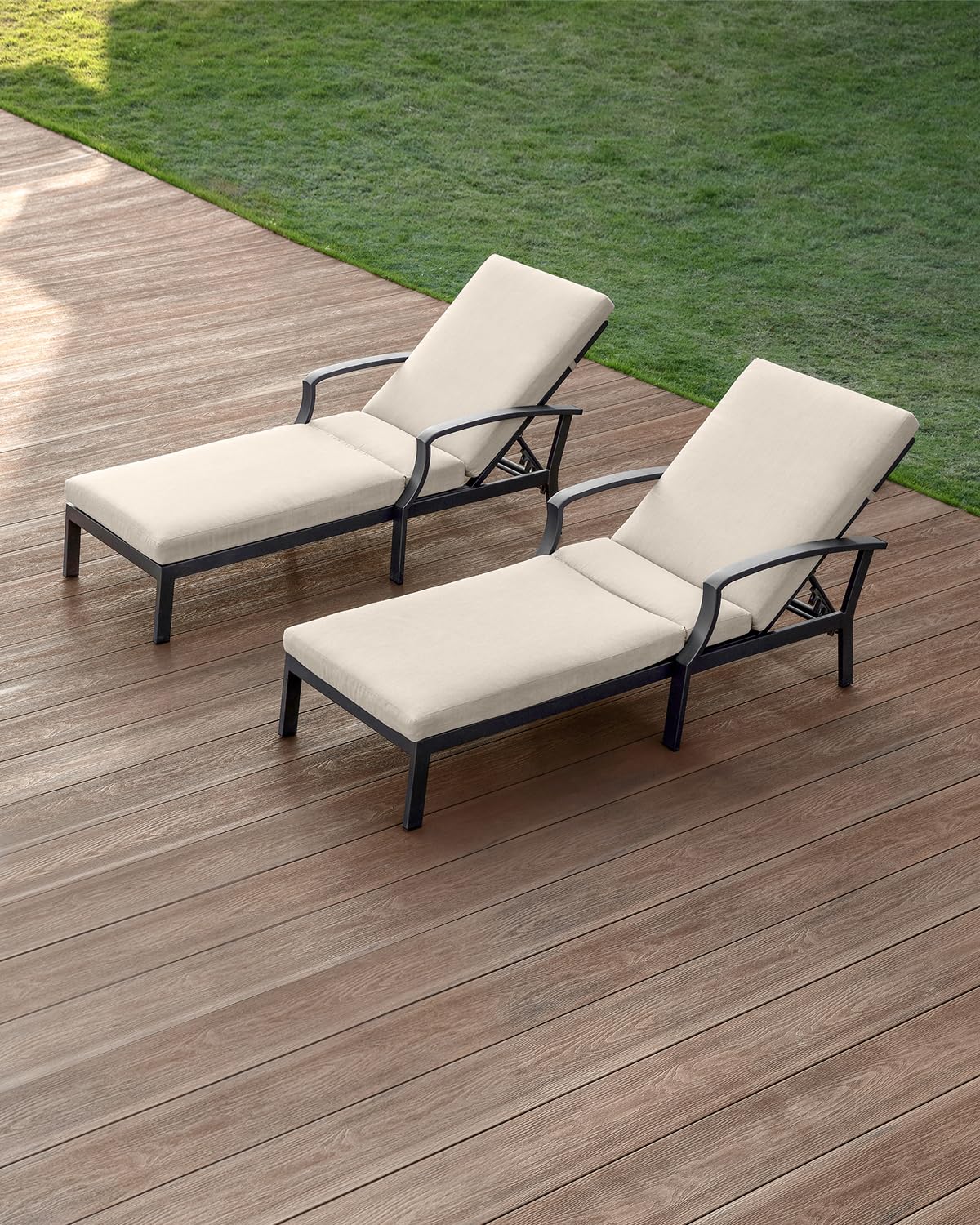 2-Piece Aluminum Patio Chaise Lounge Set with Cushions