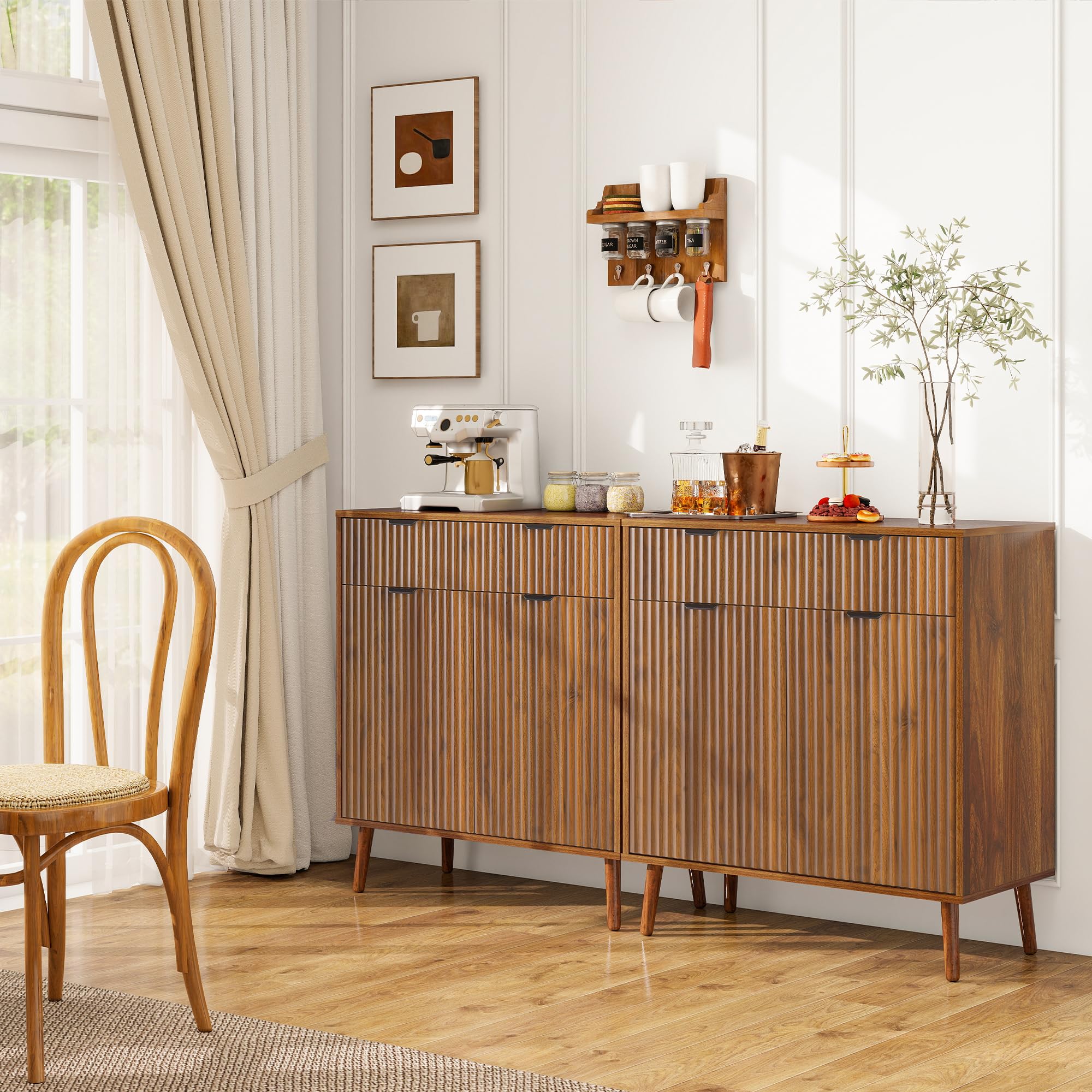 Fluted Sideboard Buffet Cabinet with Storage