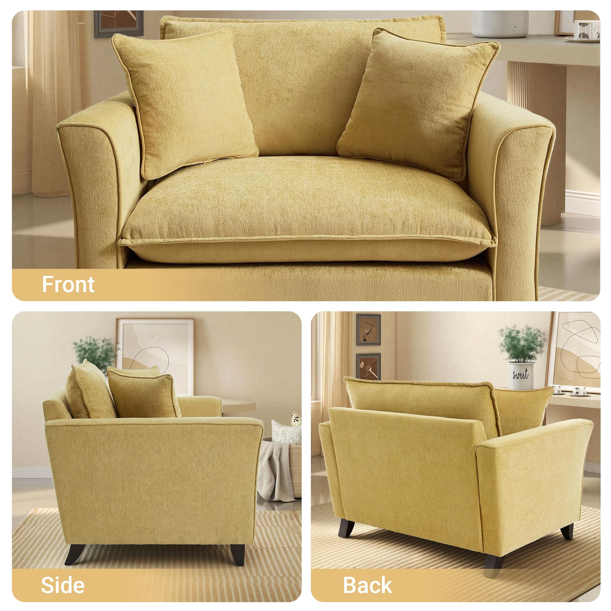 Chenille Upholstered Accent Chair with Removable Cover