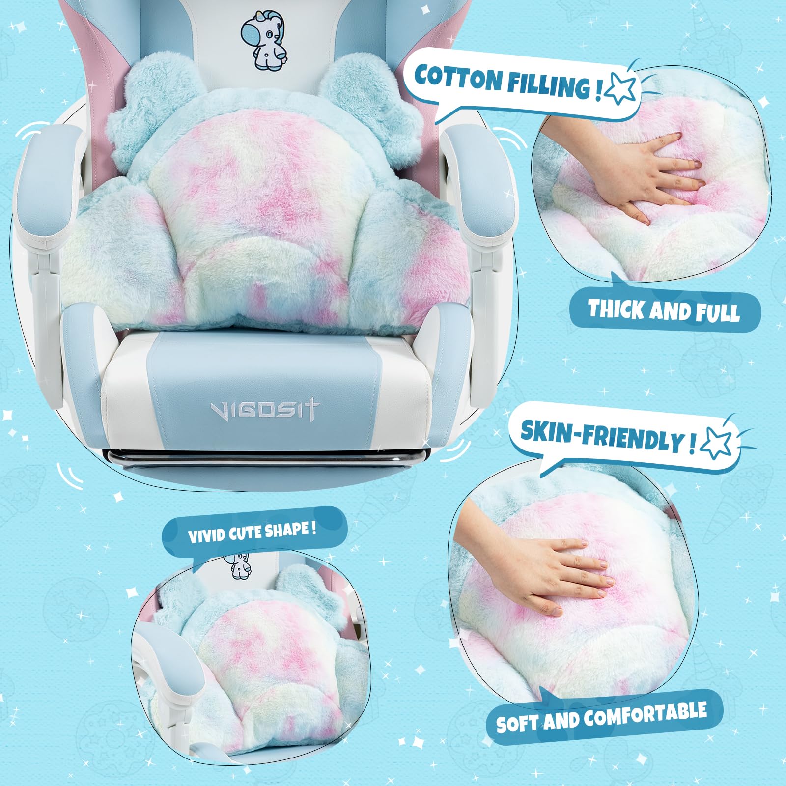 Cat Ear Gaming Chair with Footrest