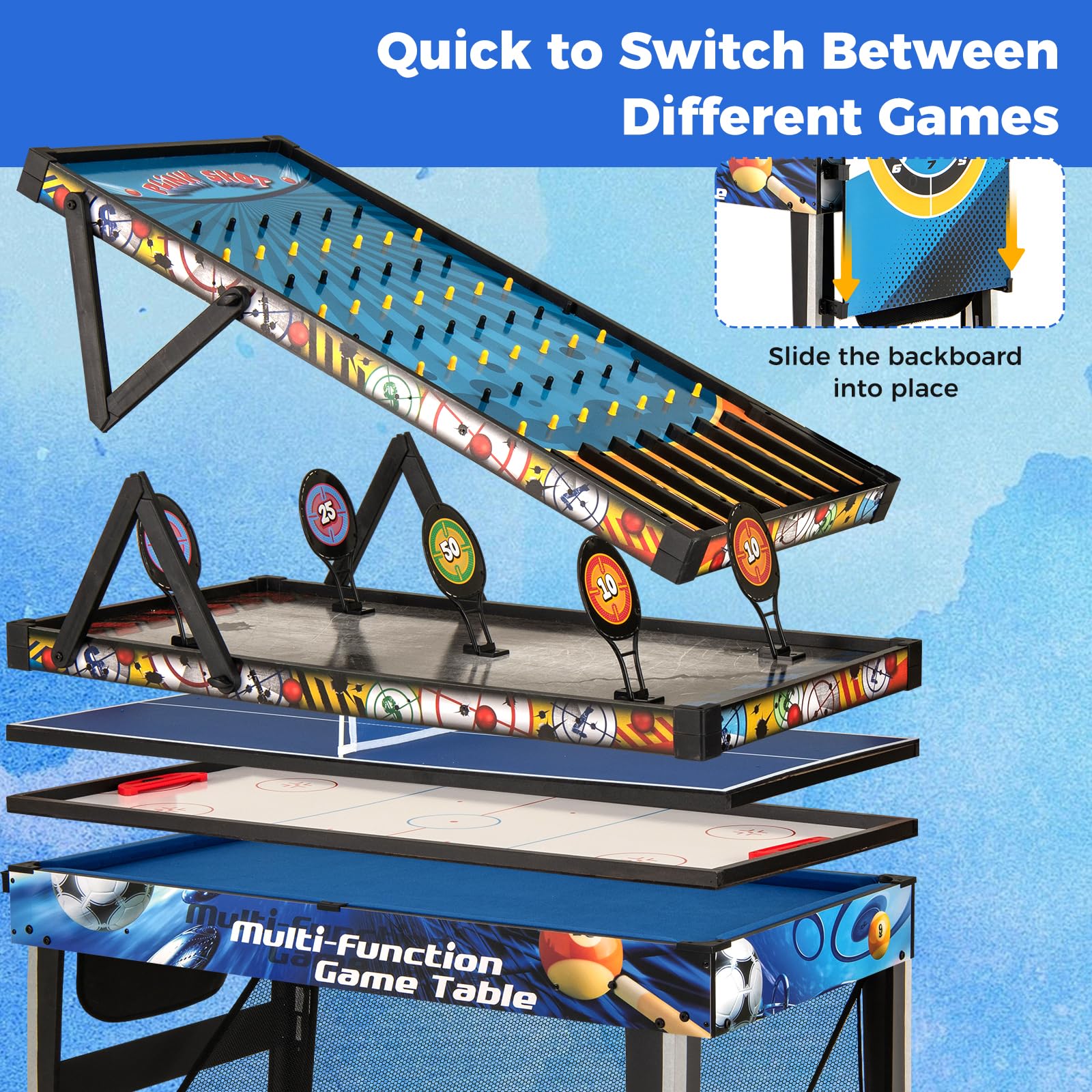 10-in-1 Multi Game Table with Complete Accessories