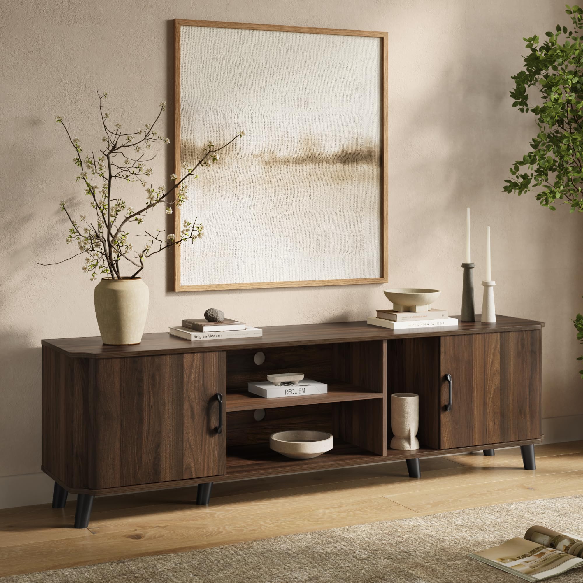 70" Mid Century Modern TV Stand for TVs Up to 75"