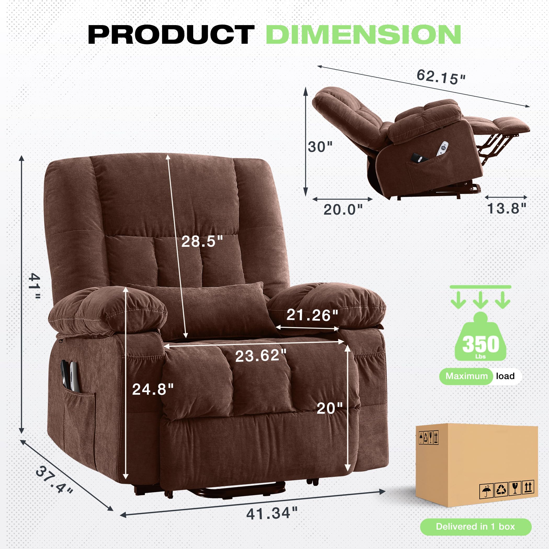 Power Lift Recliner Chair with Massage and Heat