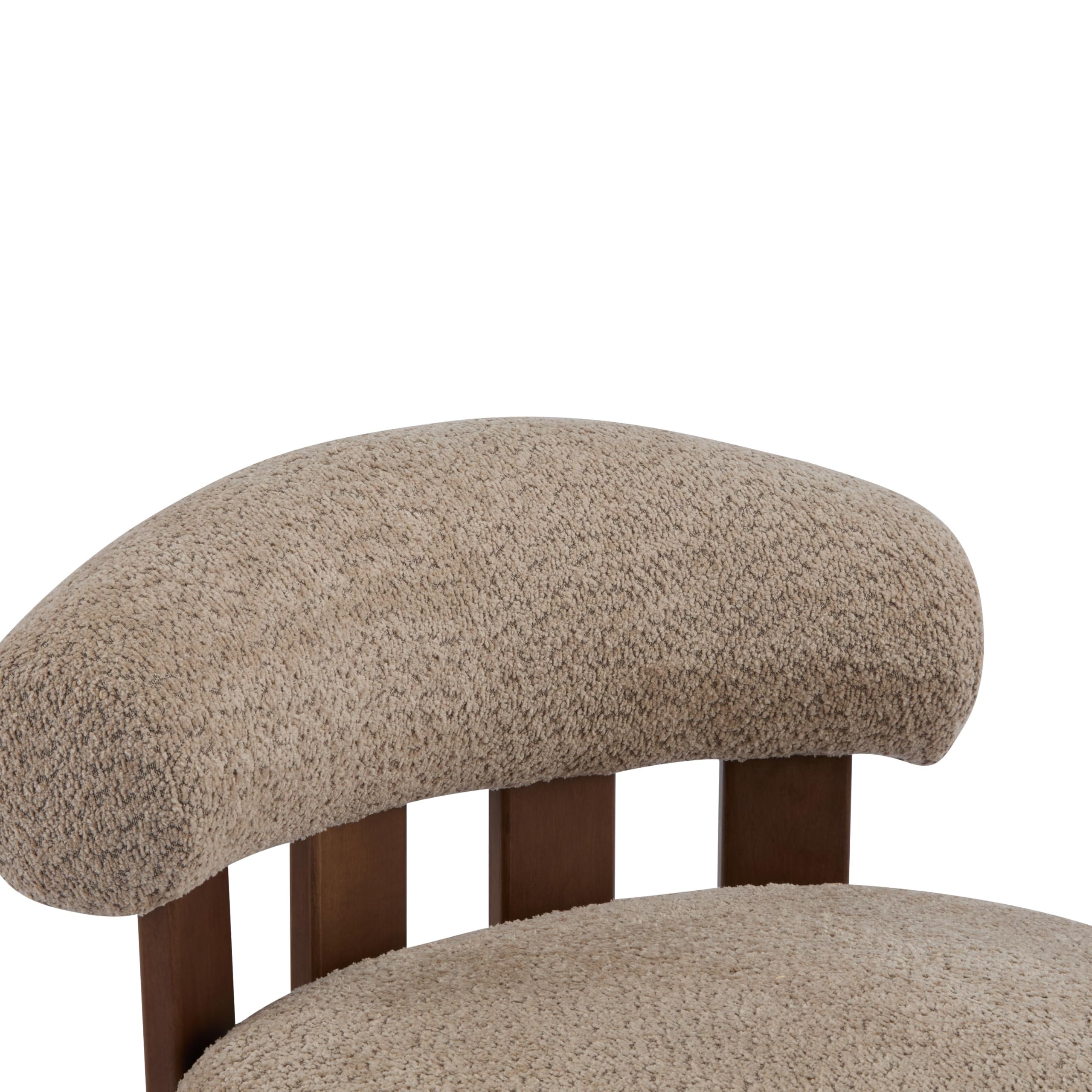 Boucle Fabric Accent Chair with Solid Wood Frame