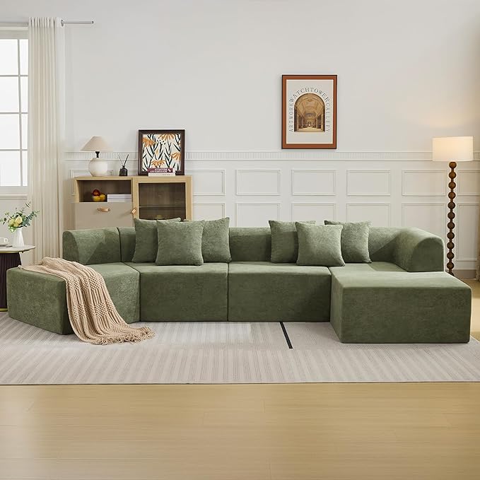 Oversized Cloud Velvet Curved Sectional Sofa with Chaise