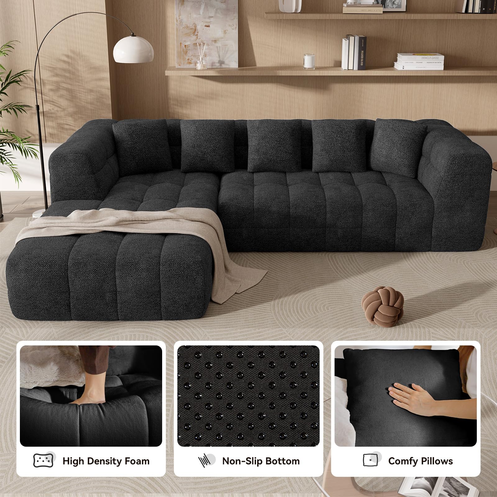 L-Shaped Modular Sectional Sofa with Chaise