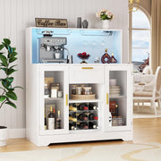 Wine Bar Cabinet with LED Light and Storage