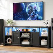 80 Inch TV Stand with LED Lights & Power Outlet