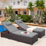 Outdoor Chaise Lounge Set with Adjustable Backrest