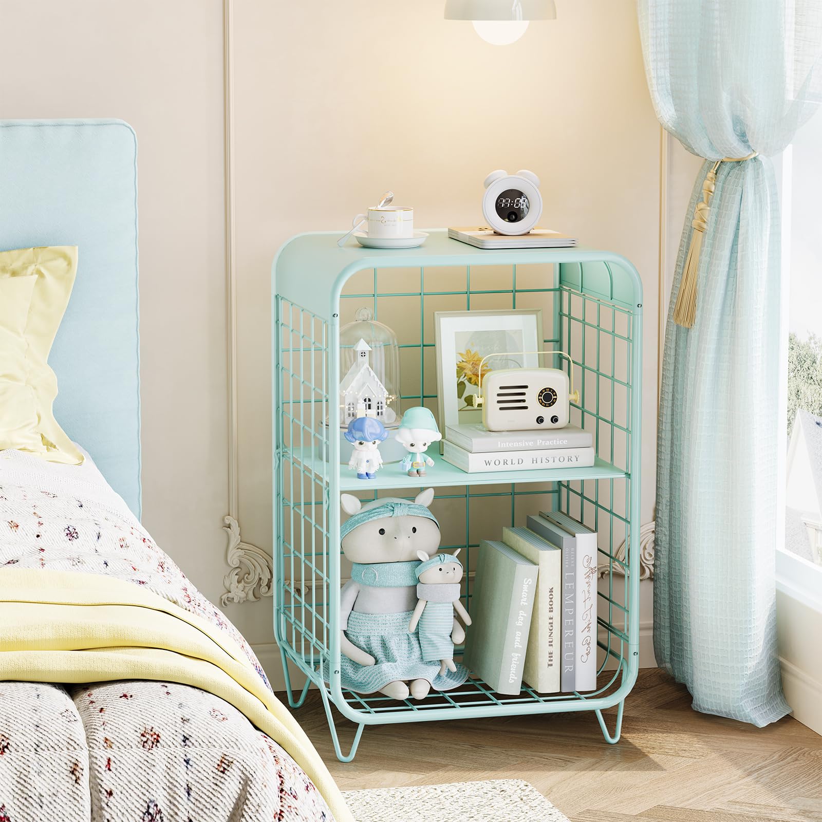 3-Tier Metal Side Table with Storage
