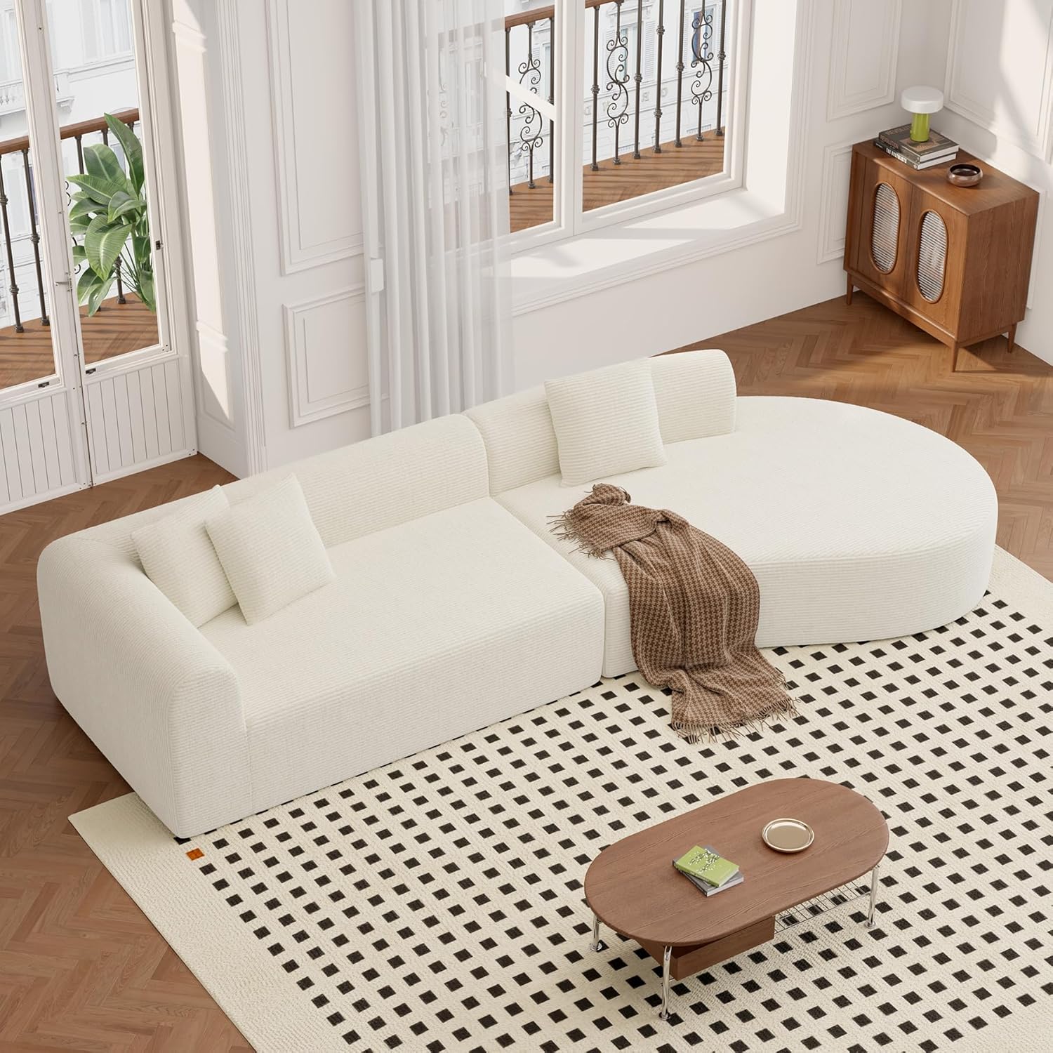 Curved Sectional Sofa with Deep Seat