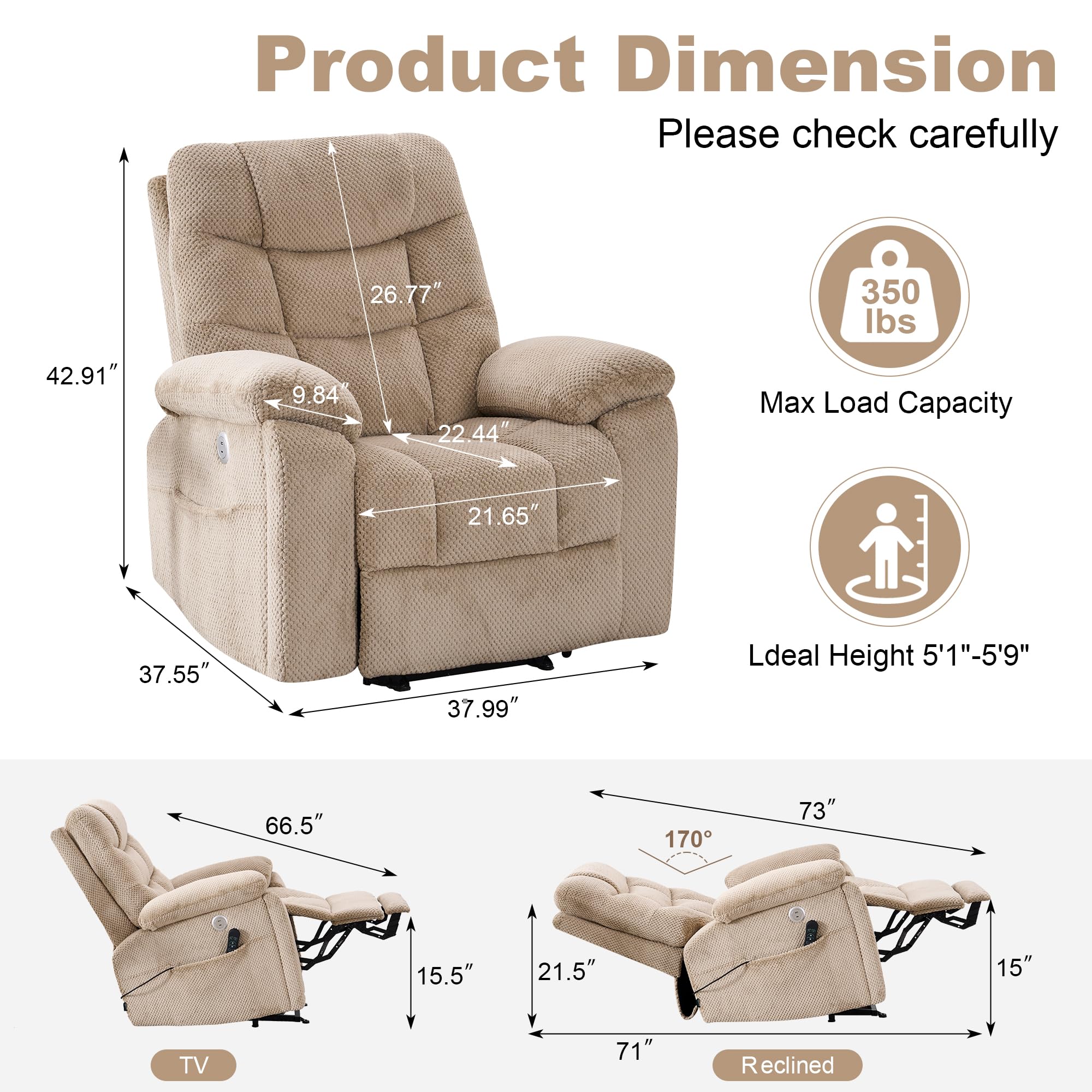 Oversized Dual Motor Power Lift Recliner