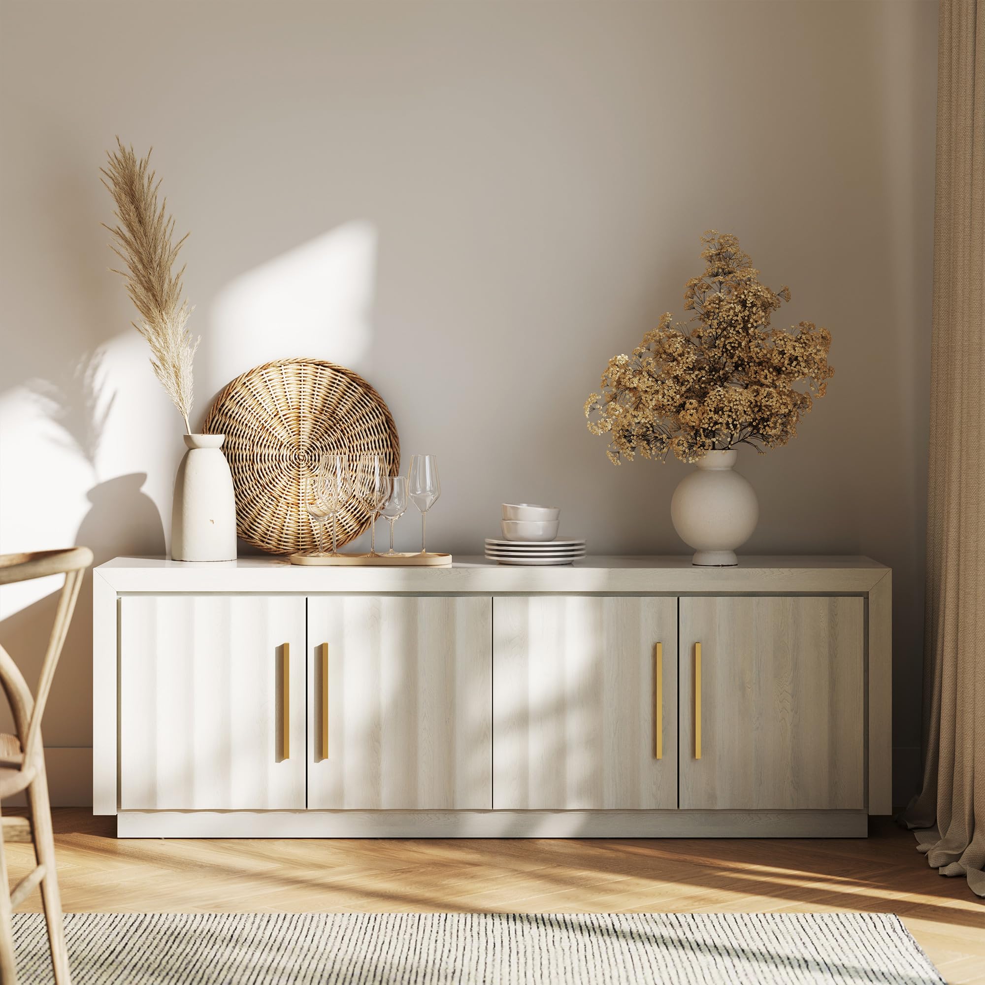 68 Inch TV Stand with Storage and Adjustable Shelves