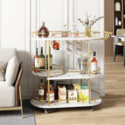4-Tier Mobile Bar Cart with Wine Rack and Glass Holder