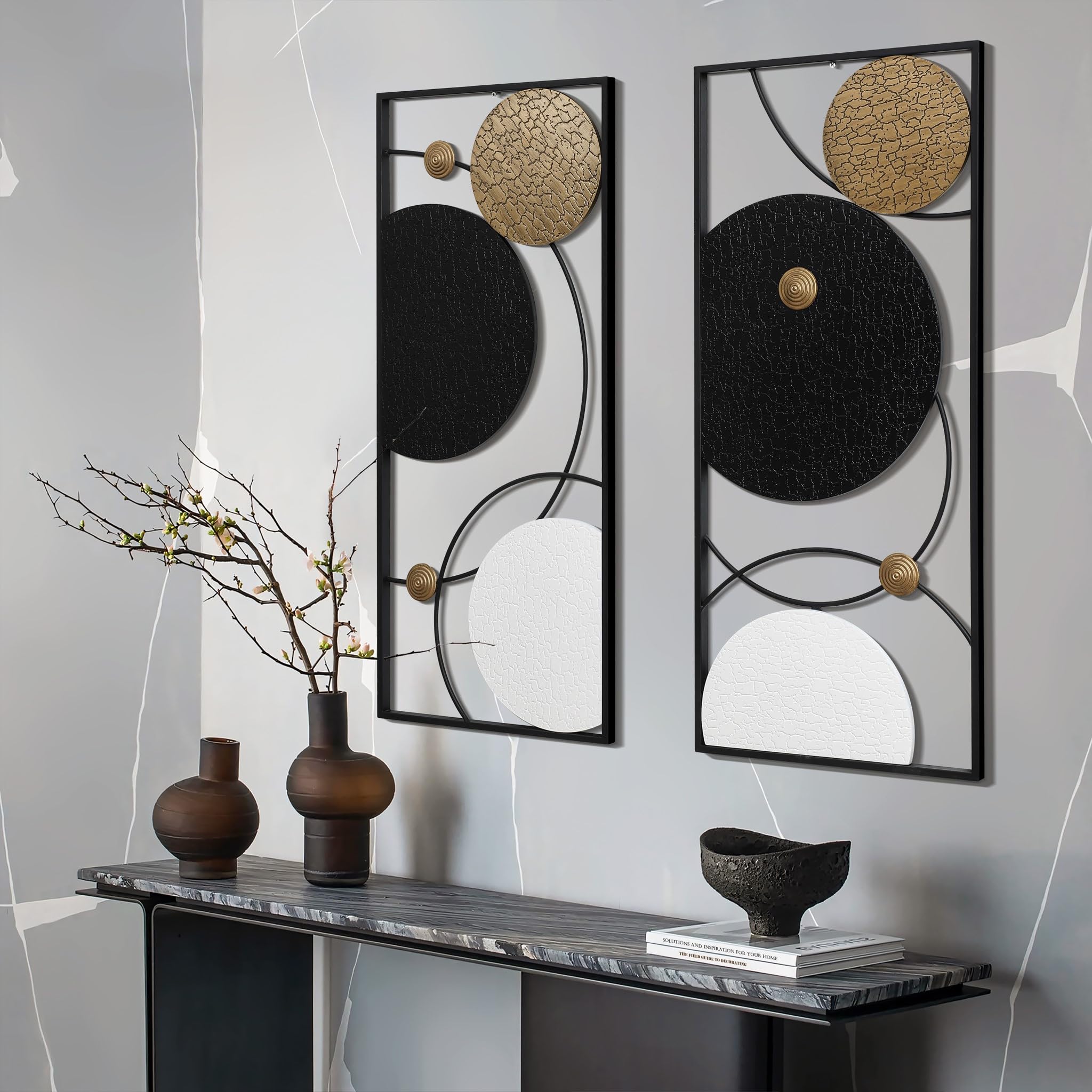 Metal Wall Art Set of 2 Abstract Panels 36 Inch