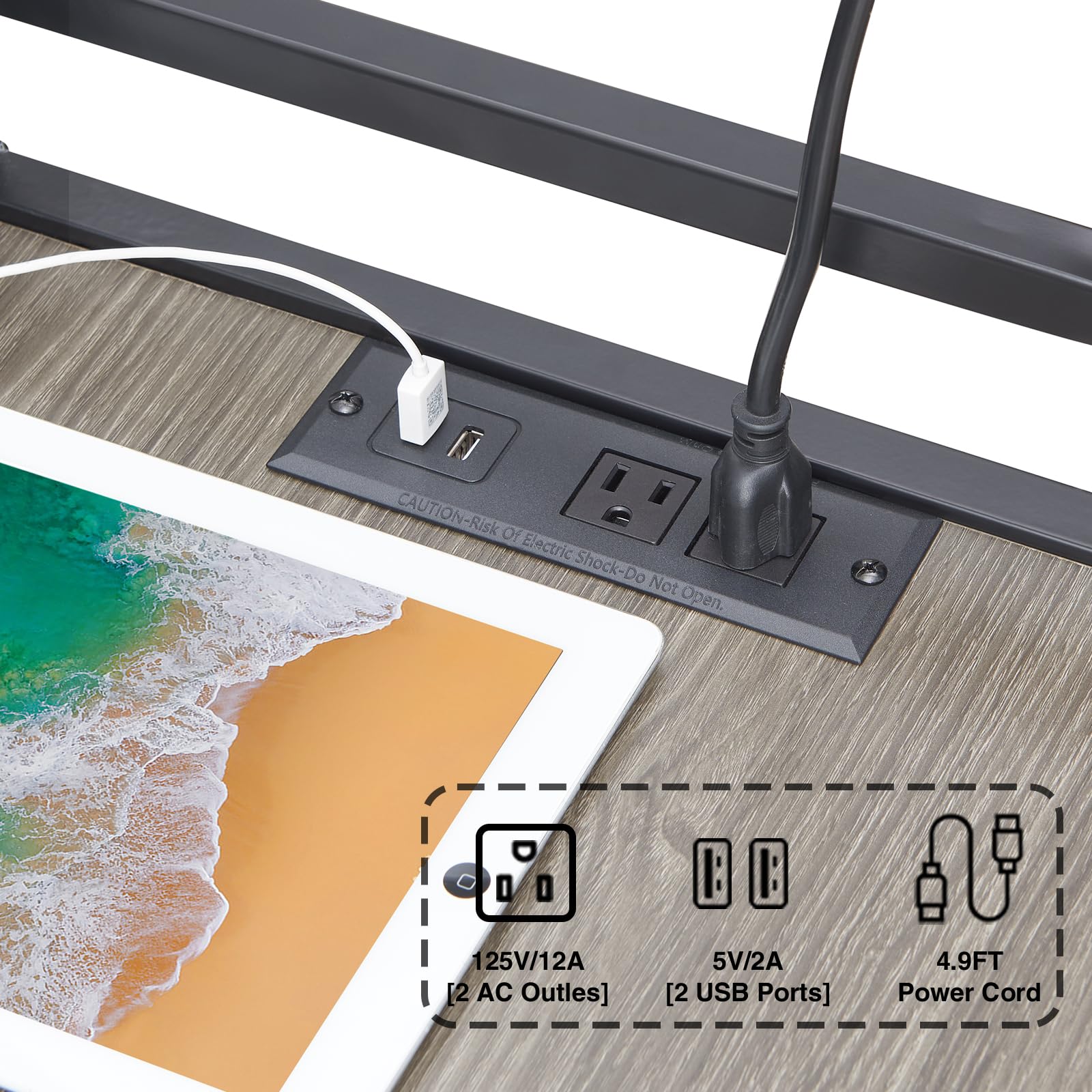 Large Printer Stand with Storage and Charging Port